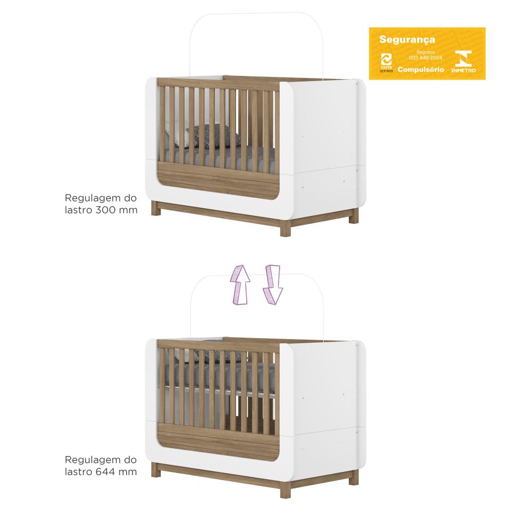 Imagem 4 do produto Berço 2 em 1 Henn Aconchego Branco/Jequitibá