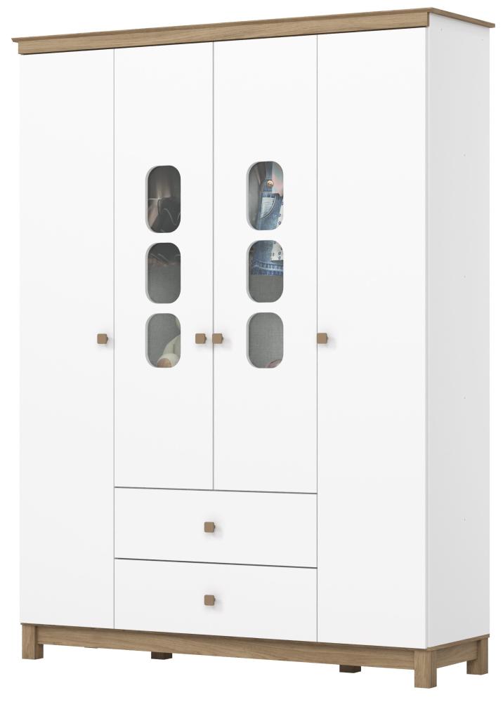 Imagem 1 do produto Guarda-Roupa Henn Aconchego 4 Potas 2 Gavetas Branco/Jequitibá