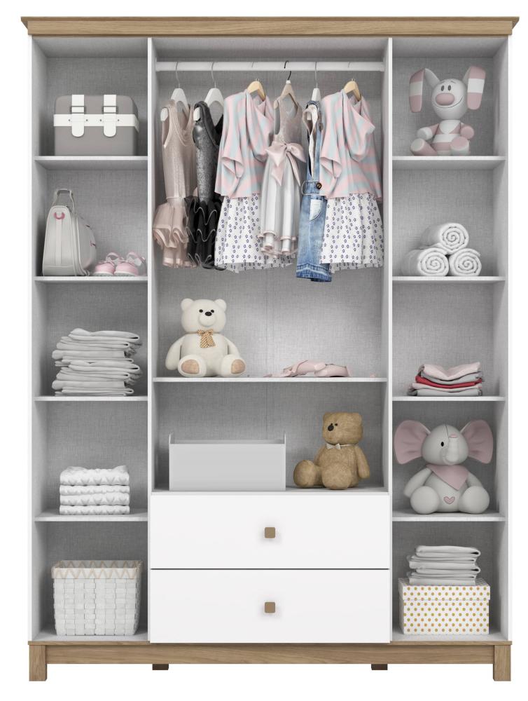 Imagem 2 do produto Guarda-Roupa Henn Aconchego 4 Potas 2 Gavetas Branco/Jequitibá