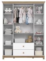 Imagem Imagem 2 em  miniatura do produto Guarda-Roupa Henn Aconchego 4 Potas 2 Gavetas Branco/Jequitibá