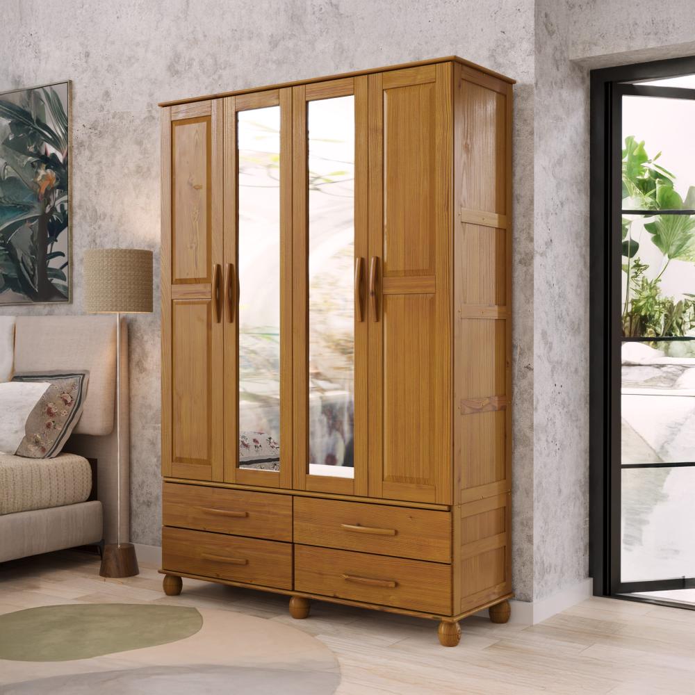 Imagem 3 do produto Guarda-Roupa Serpil Pollux 4 Portas 4 Gavetas Nogueira