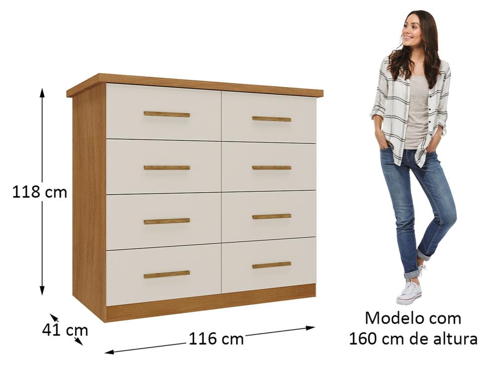 Imagem 3 do produto Cômoda Rodial Magnus 8 Gavetas Cinamomo/Off White