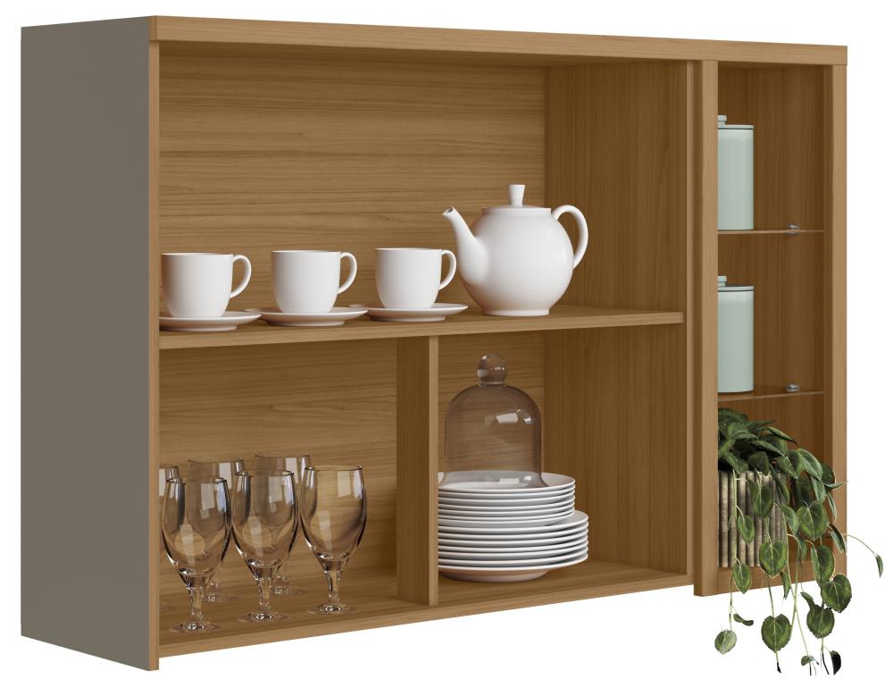 Imagem 2 do produto Armário Aéreo 120 cm Linea Allure Jequitibá/Gris