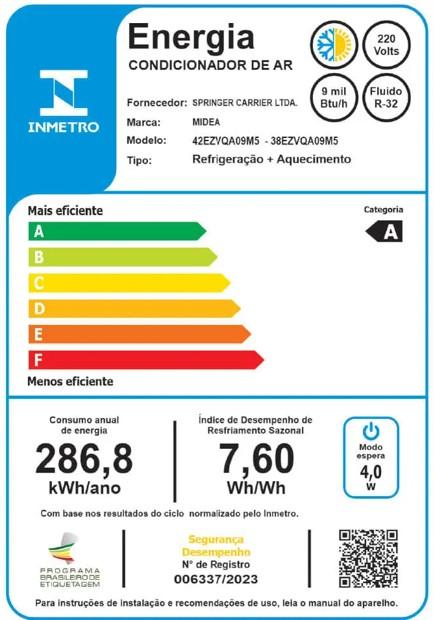Última imagem em  miniatura do produto Ar-Condicionado Split Midea Inverter AI Ecomaster Quente e Frio 9.000 BTUs 42EZVQA09M5
