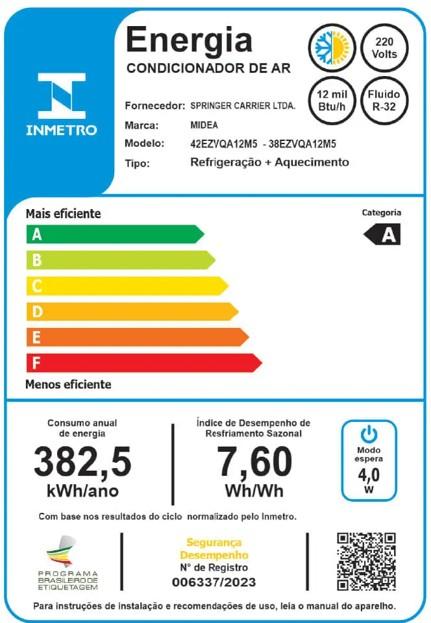 Última imagem em  miniatura do produto Ar-Condicionado Split Midea Inverter AI Ecomaster Quente e Frio 12.000 BTUs 42EZVQA09M5