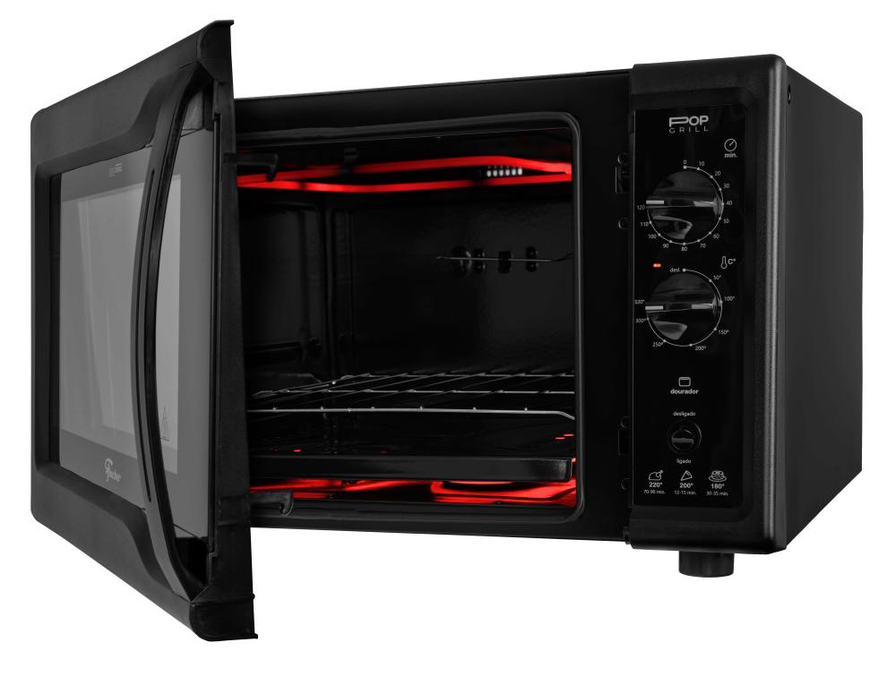 Imagem 3 do produto Forno Elétrico Fischer Pop Grill Bancada 44 Litros Preto 220V