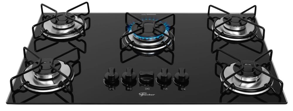 Imagem 1 do produto Cooktop Fischer Fit Line 5 Bocas a Gás Preto