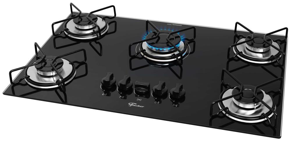 Imagem 2 do produto Cooktop Fischer Fit Line 5 Bocas a Gás Preto