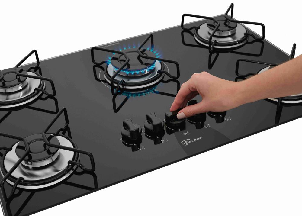 Imagem 4 do produto Cooktop Fischer Fit Line 5 Bocas a Gás Preto