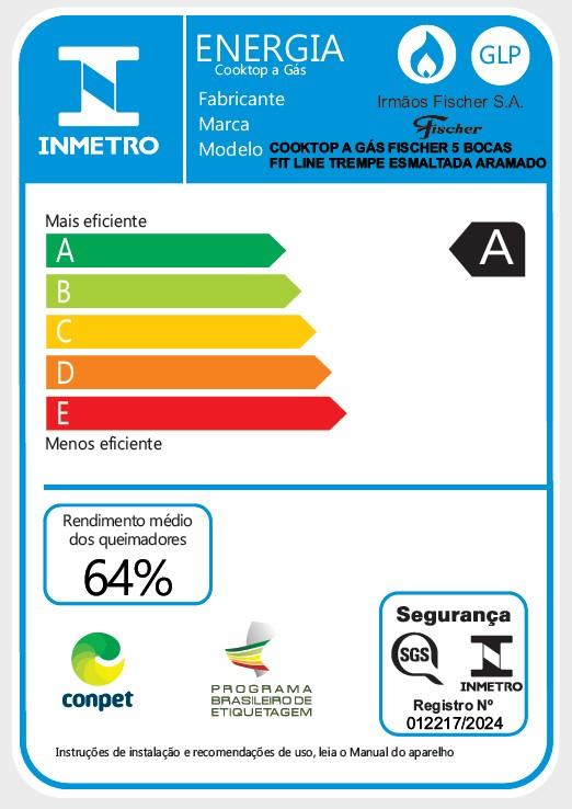 Última imagem em  miniatura do produto Cooktop Fischer Fit Line 5 Bocas a Gás Preto