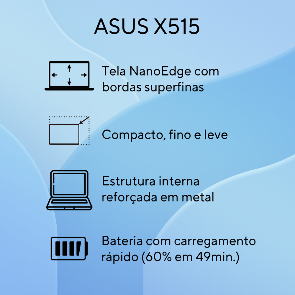 Imagem 3 do produto Notebook Asus 15.6″ Celeron Dual Core X515KA 4GB 128GB Cinza