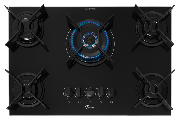 Imagem 3 do produto Cooktop Fischer 5 Bocas Fit Line Trempe Iron Preto