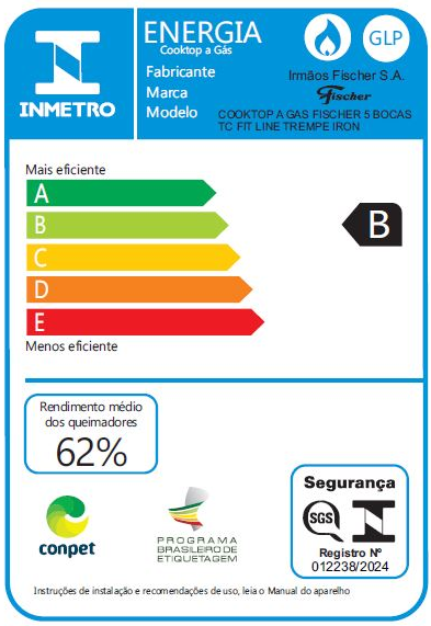 Última imagem em  miniatura do produto Cooktop Fischer 5 Bocas Fit Line Trempe Iron Preto