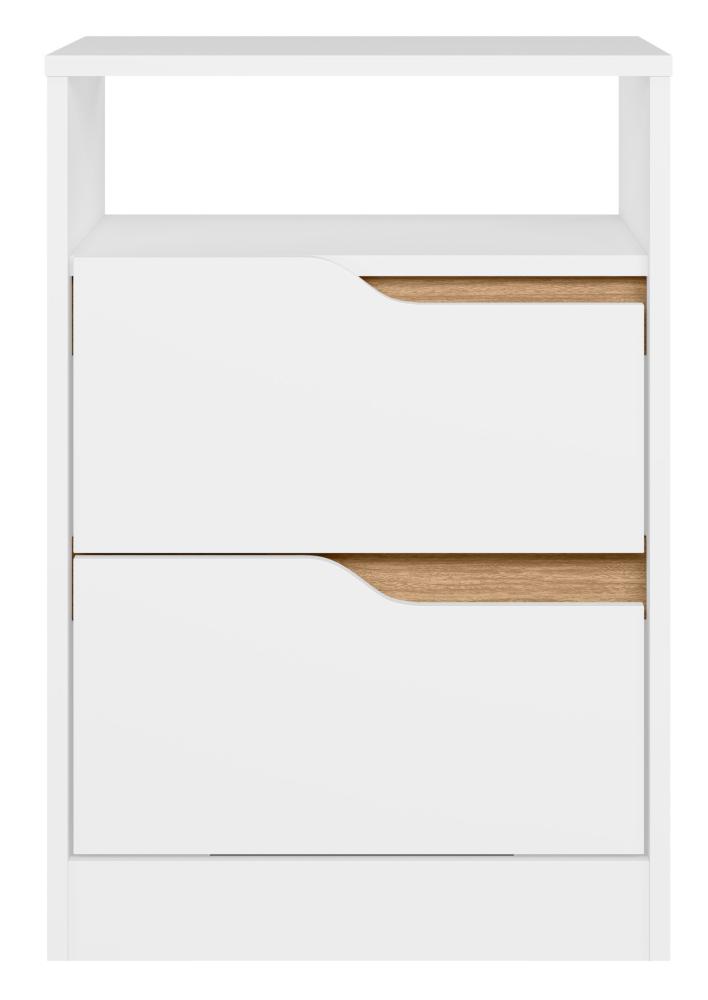 Imagem 1 do produto Mesa de Cabeceira Albatroz Sole 2 Gavetas Branco/ Freijó