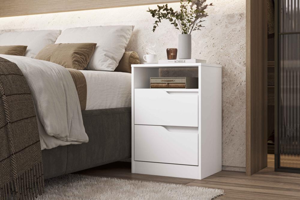 Imagem 4 do produto Mesa de Cabeceira Albatroz Sole 2 Gavetas Branco/ Freijó