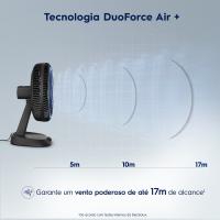 Imagem ilustrativa sobre o produto Ventilador de Mesa Electrolux Efficient DuoForce Air+ Cinza EFD40 126W Cinza 220V