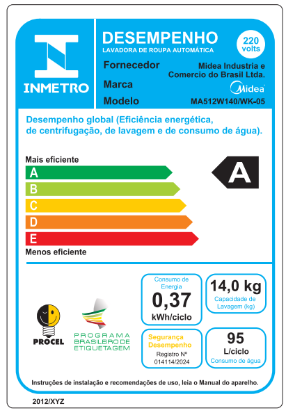 Última imagem em  miniatura do produto Lavadora De Roupas Midea Wave Impeller 14kg MA512W140/WK-05 Branco 220V