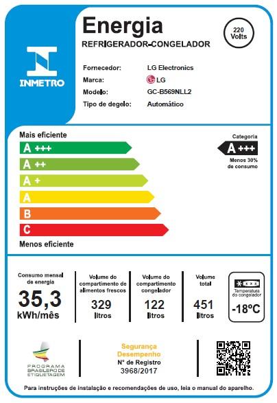 Última imagem em  miniatura do produto Geladeira LG 451 Litros 2 Portas Inverse Frost Free B569NLL Inox 220V