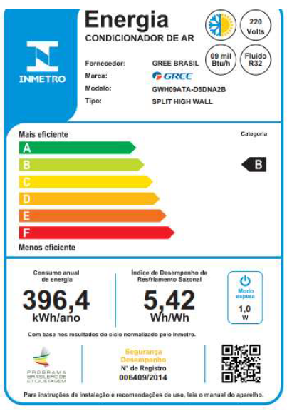 Última imagem em  miniatura do produto Ar-Condicionado Split Gree Inverter Classic Quente e Frio 9.000 BTUs GWH09ATA