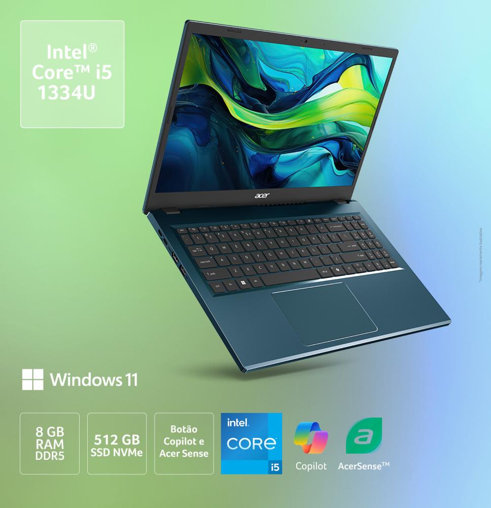 Última imagem em  miniatura do produto Notebook Acer 15.3″ Intel Core i5 AG15-51P-54EE 8GB RAM 512GB SSD Azul