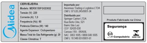Imagem 4 do produto Cervejeira Midea Frost Free 82L 1 Porta Preta 220V