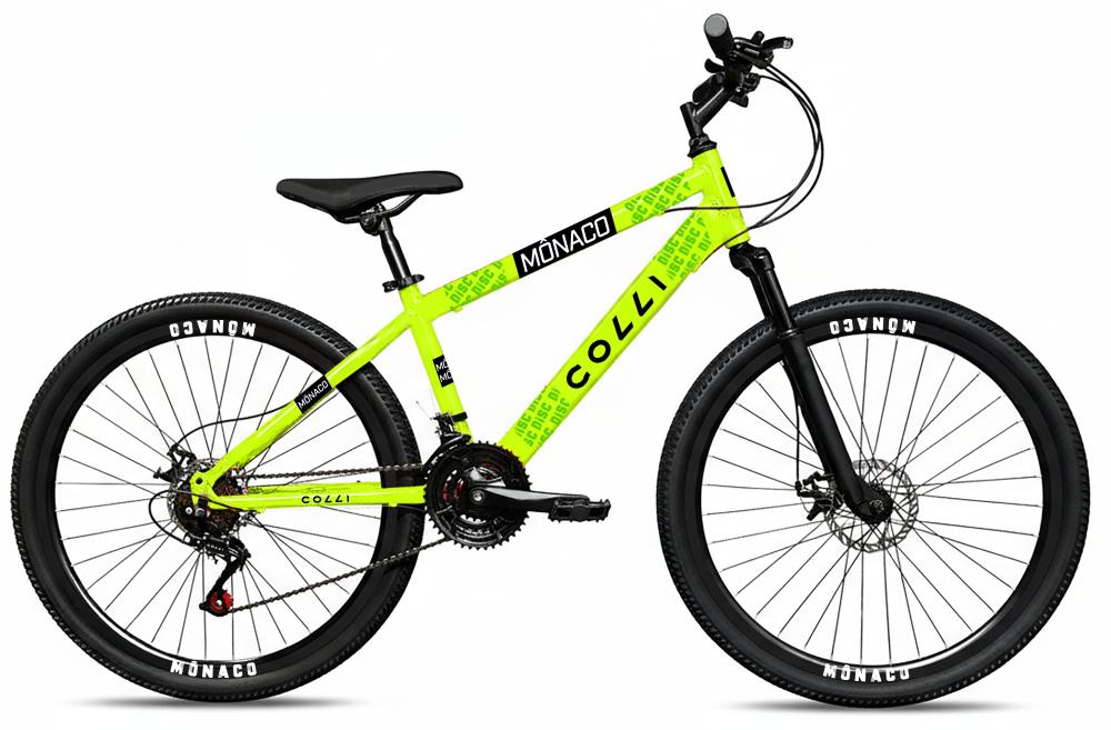 Imagem 1 do produto Bicicleta Aro 26 Colli Monaco 21 Marchas Amarelo Neon