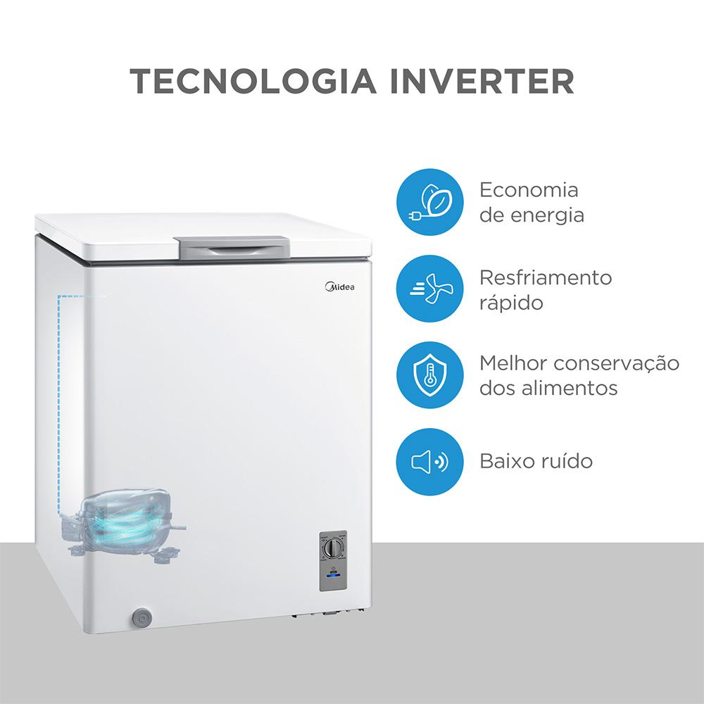 Imagem 4 do produto Freezer Horizontal Midea MDRC207SFZ013 142 Litros Inverter Branco Bivolt