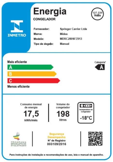 Última imagem em  miniatura do produto Freezer Horizontal Midea MDRC207SFZ013 142 Litros Inverter Branco Bivolt