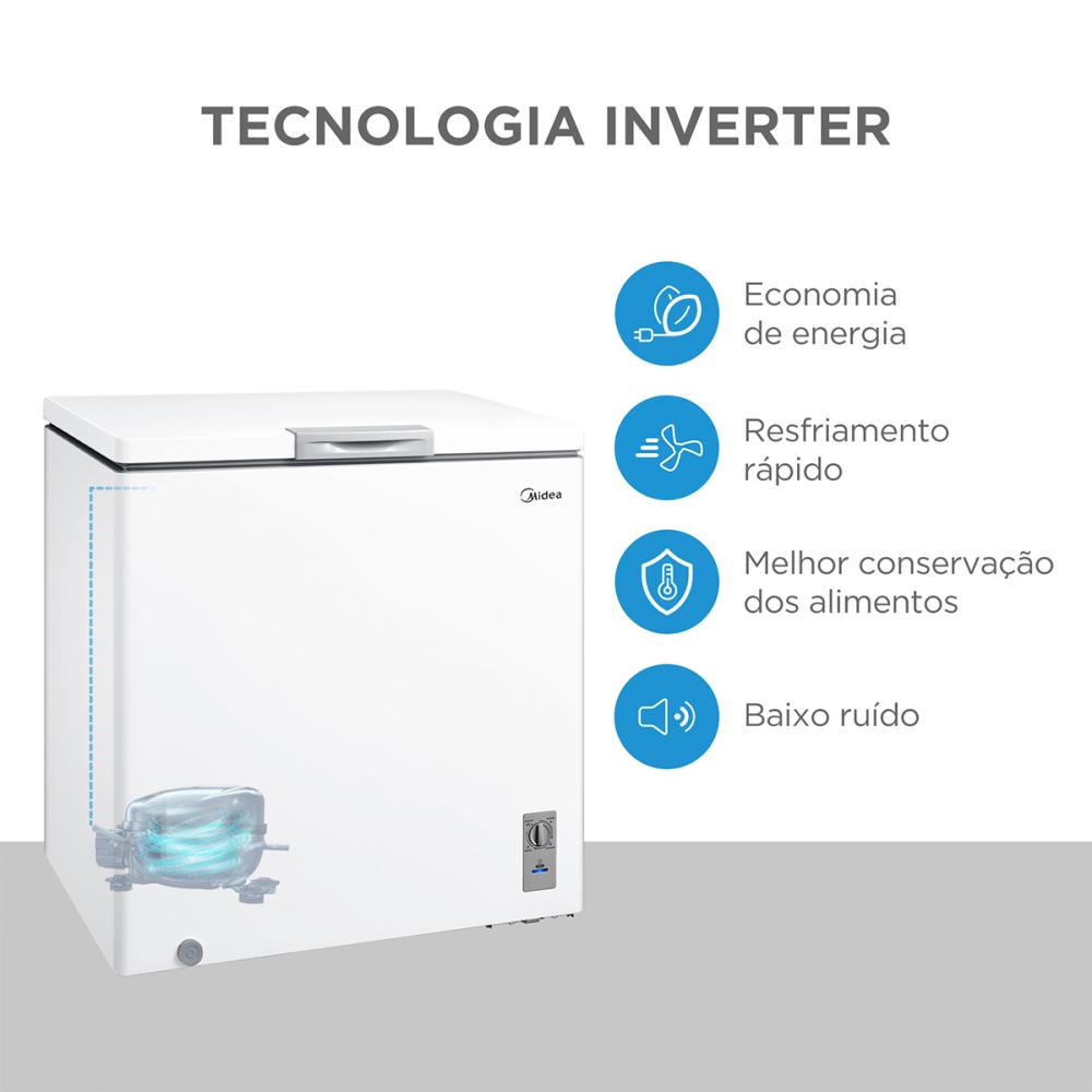 Imagem 4 do produto Freezer Horizontal Midea MDRC280SFZ013 198 Litros Inverter Branco Bivolt