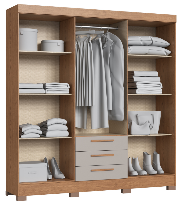 Imagem 2 do produto Guarda-Roupa Castro Londres 6 Portas Cedro/Cinza