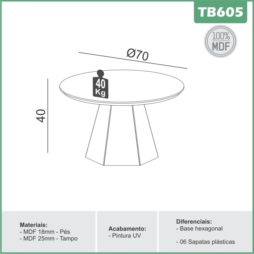 Imagem 4 do produto Mesa de Centro Dalla Costa Diamante Freijó/Off White