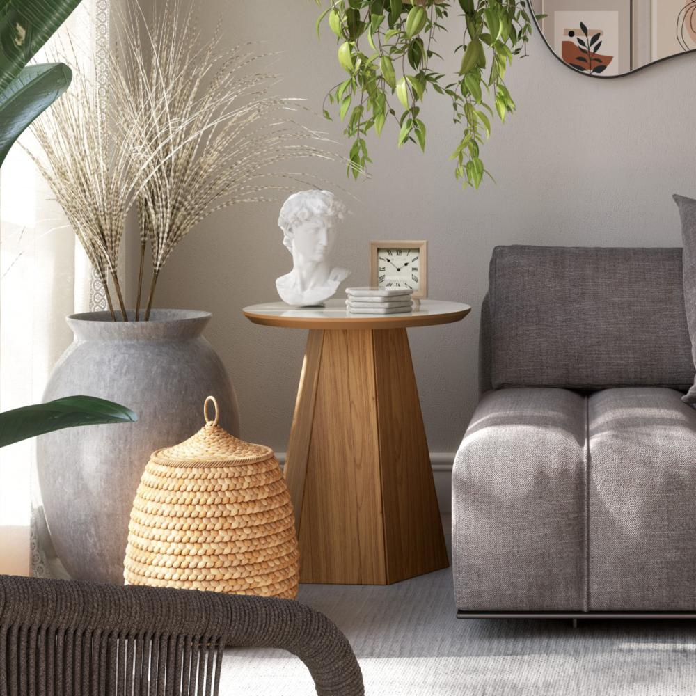 Imagem 2 do produto Mesa Lateral Dalla Costa Diamante Freijó/Off White