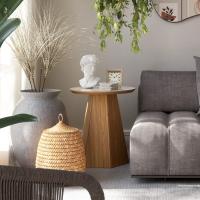 Imagem ilustrativa sobre o produto Mesa Lateral Dalla Costa Diamante Freijó/Off White