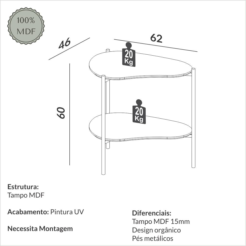 Imagem 3 do produto Mesa Lateral Dalla Costa Orgânica Freijó