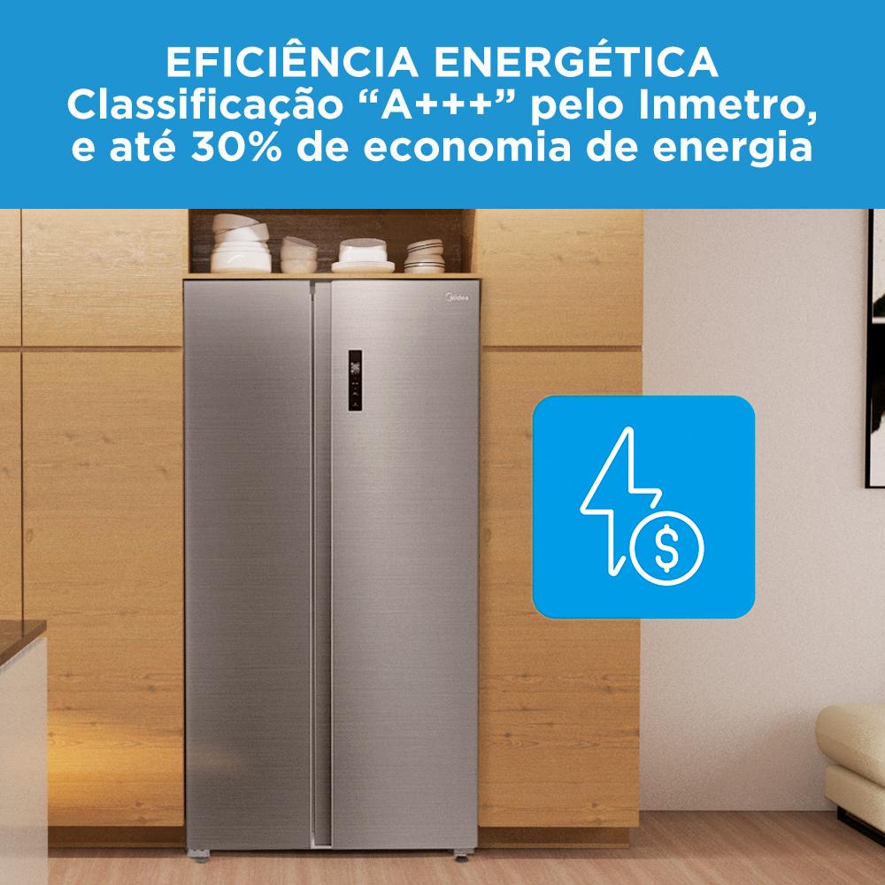 Imagem 3 do produto Geladeira Midea 511 Litros Side By Side Frost Free Inverter MD-RS710FGD462 Inox 220V