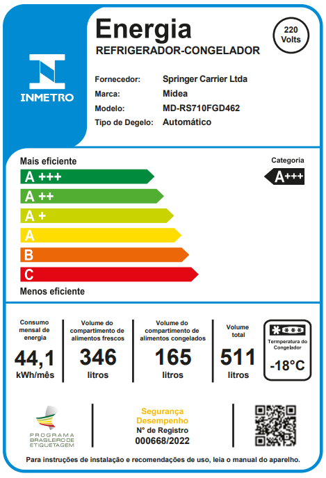 Última imagem em  miniatura do produto Geladeira Midea 511 Litros Side By Side Frost Free Inverter MD-RS710FGD462 Inox 220V