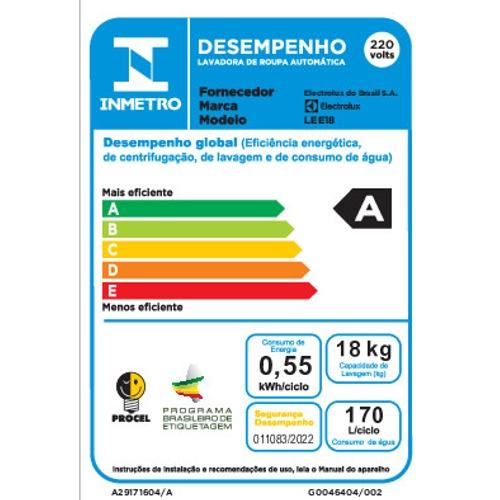 Última imagem em  miniatura do produto Lavadora de Roupas Electrolux Efficient 18kg LEE18 Branco 220V
