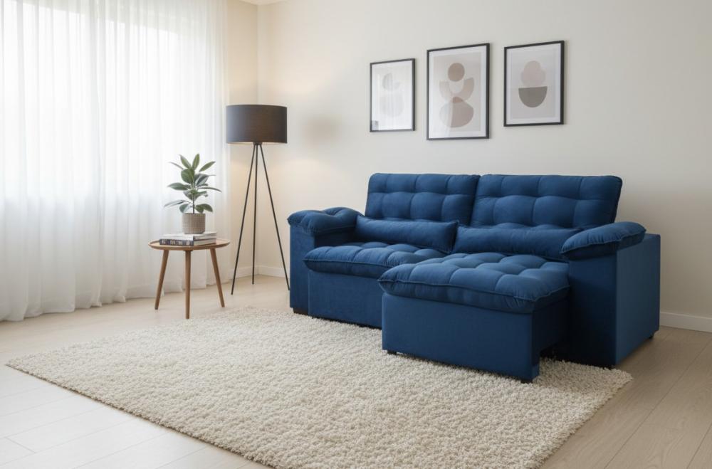 Imagem 3 do produto Sofá Retrátil 4 Lugares Magazin Califórnia Azul