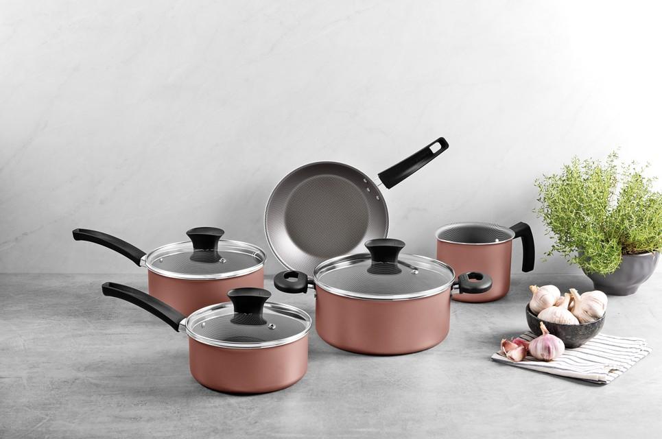 Imagem 2 do produto Conjunto de Panelas Tramontina Michigan Antiaderente Siena/Natural 5 Peças