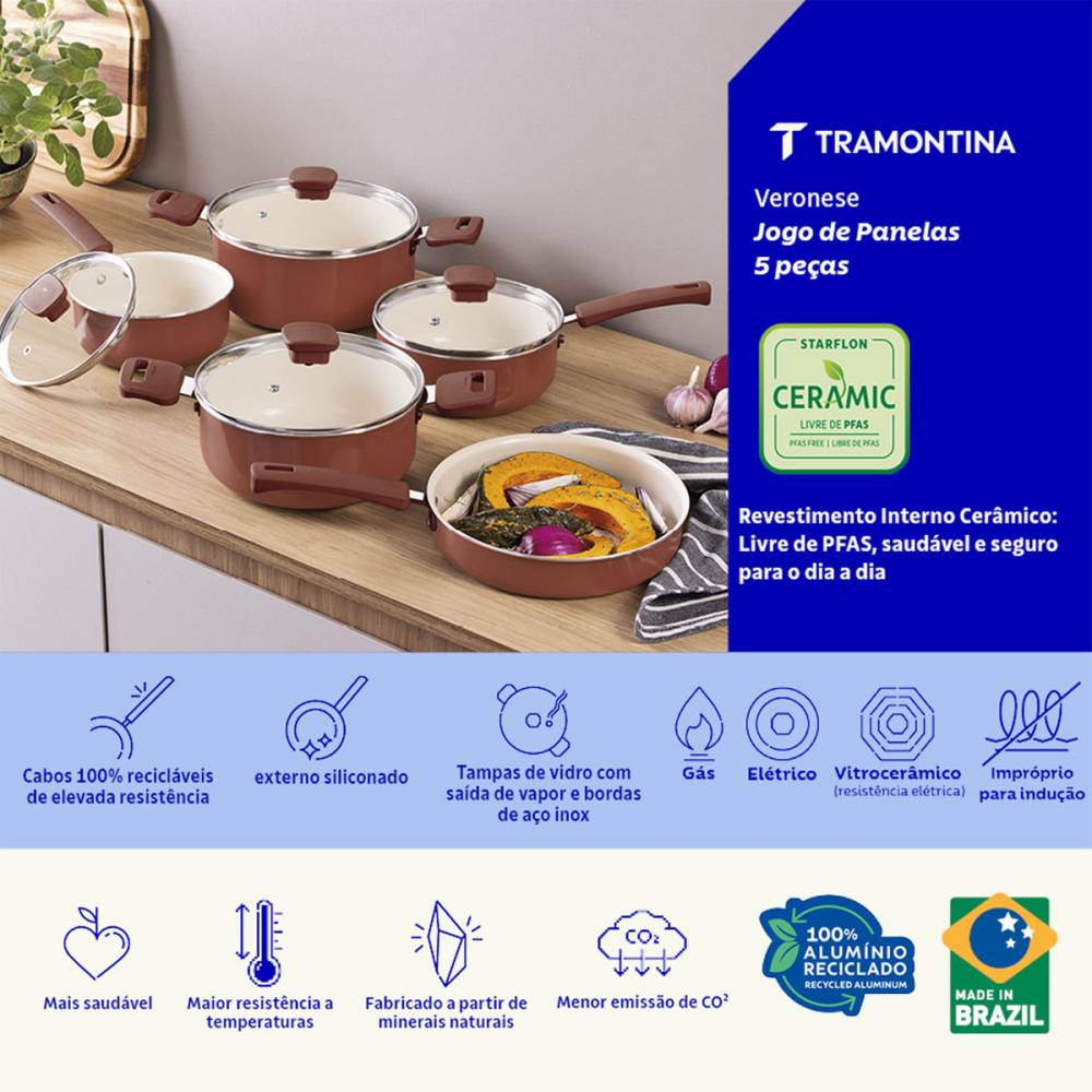 Última imagem em  miniatura do produto Conjunto de Panelas Tramontina Veronese Argila 5 Peças