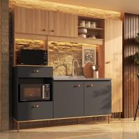 Imagem ilustrativa sobre o produto Cozinha Compacta 227 cm Delmarco Versatti Freijó/Grafite