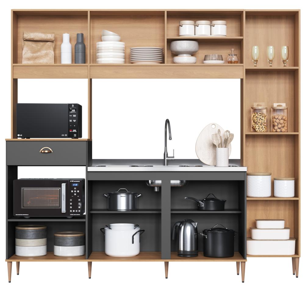 Última imagem em  miniatura do produto Cozinha Compacta 227 cm Delmarco Versatti Freijó/Grafite