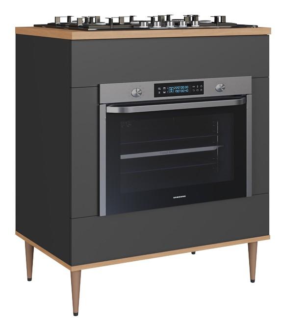 Imagem 1 do produto Balcão para Forno e Cooktop 80 cm Delmarco Isabelli Freijó/Grafite