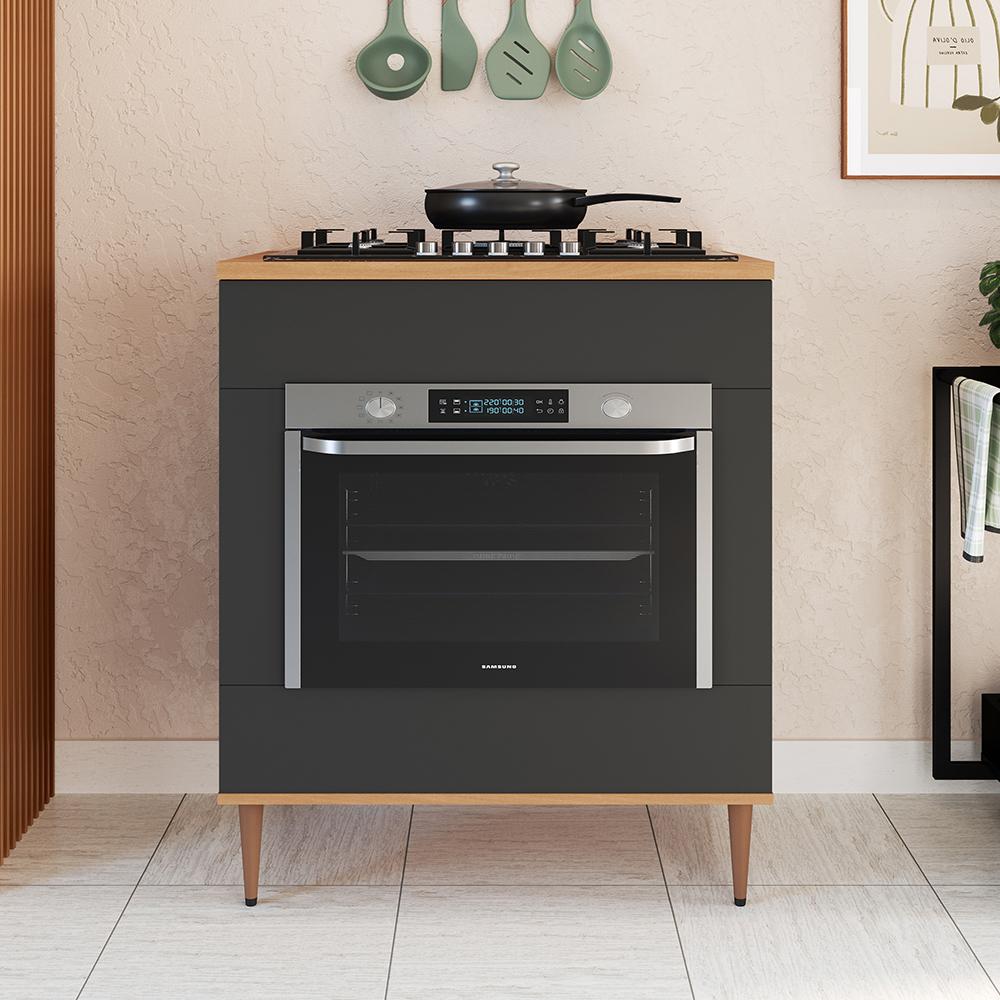Imagem 3 do produto Balcão para Forno e Cooktop 80 cm Delmarco Isabelli Freijó/Grafite