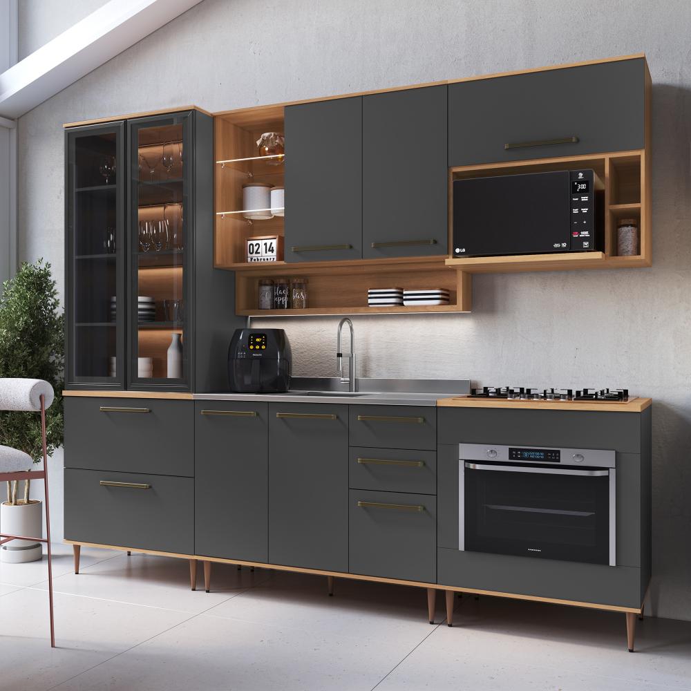 Imagem 4 do produto Balcão para Forno e Cooktop 80 cm Delmarco Isabelli Freijó/Grafite