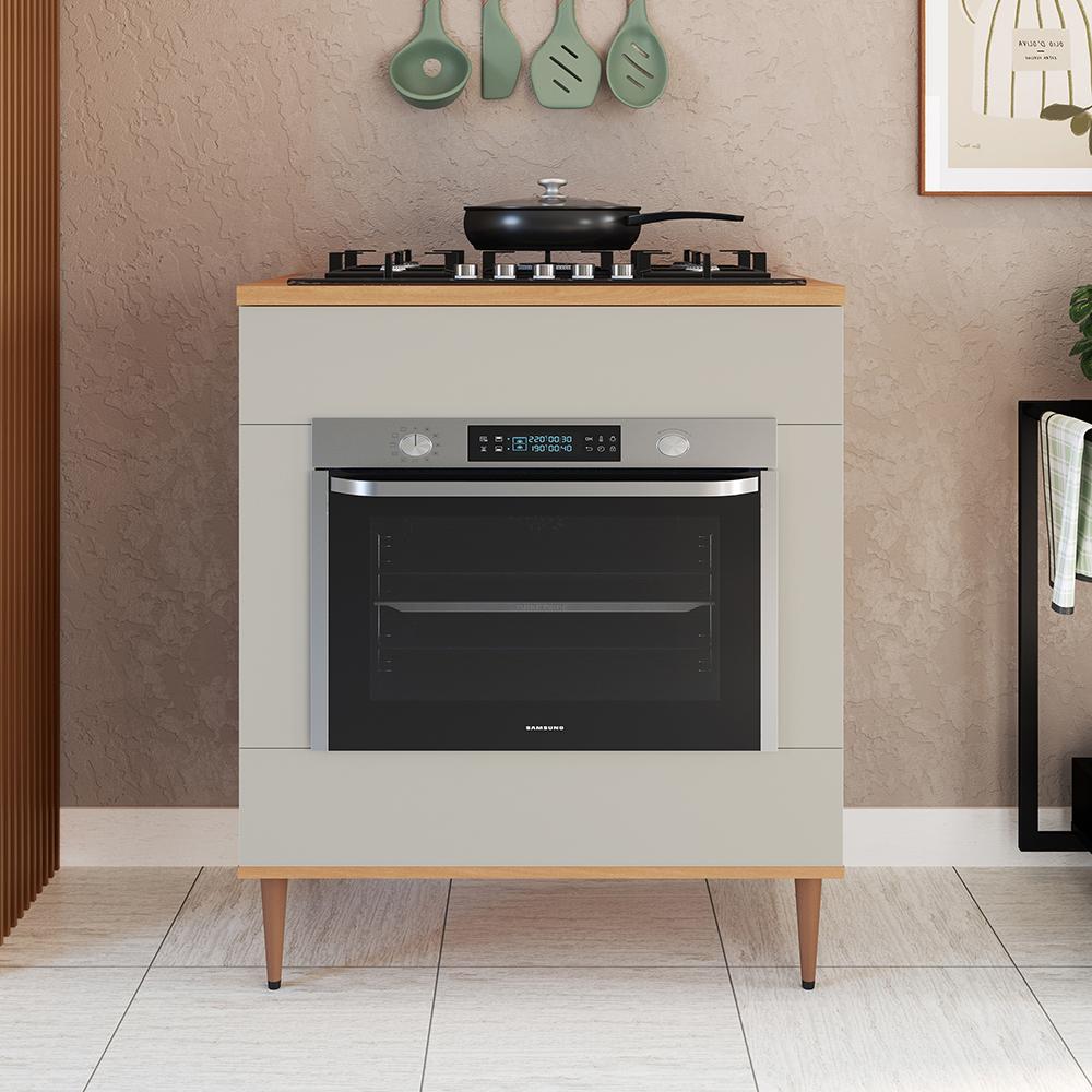 Imagem 3 do produto Balcão para Forno e Cooktop 80 cm Delmarco Isabelli Freijó/Off White