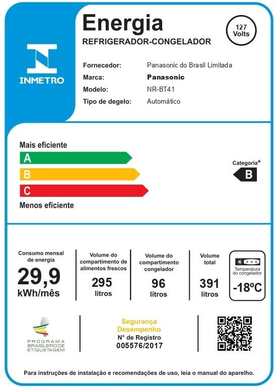 Imagem 4 do produto Geladeira Panasonic 391 Litros 2 Portas Frost Free BT41 Branco 110V