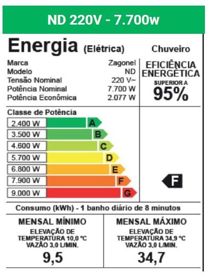 Última imagem em  miniatura do produto Chuveiro Elétrico Zagonel Ducha ND Eletrônica 7700W 220V Branco