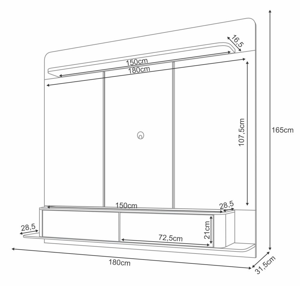 Última imagem em  miniatura do produto Painel para TV HB Móveis Galax Até 70″ Cinamomo/Off White