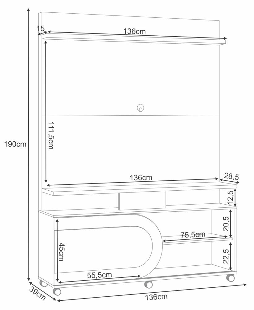 Última imagem em  miniatura do produto Estante Home HB Móveis Órbis Até 55″ Castanho/Off White